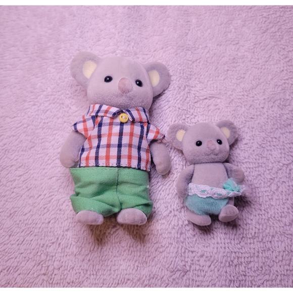 Sylvanian Calico Critters Koala Bear Family Daddy & Daughter Lot Of 2 Flocked - Picture 1 of 5